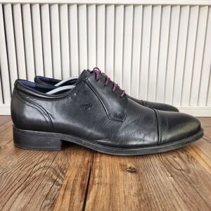 Fluchos Heracles 8412 Mens Sz 12.5 EU 46 Black Leather Cap Toe Derby Dress Shoes